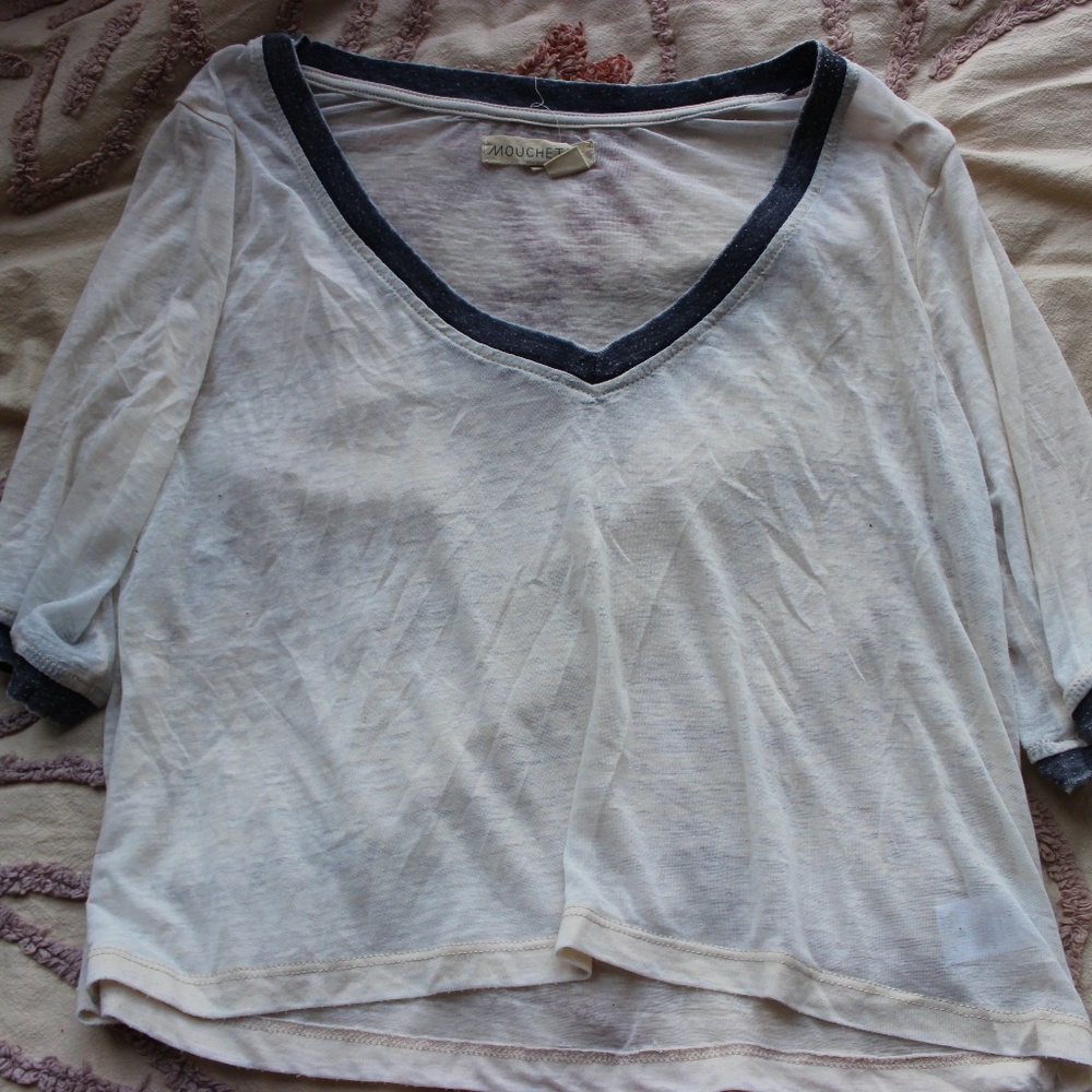 white sheer baseball t-shirt